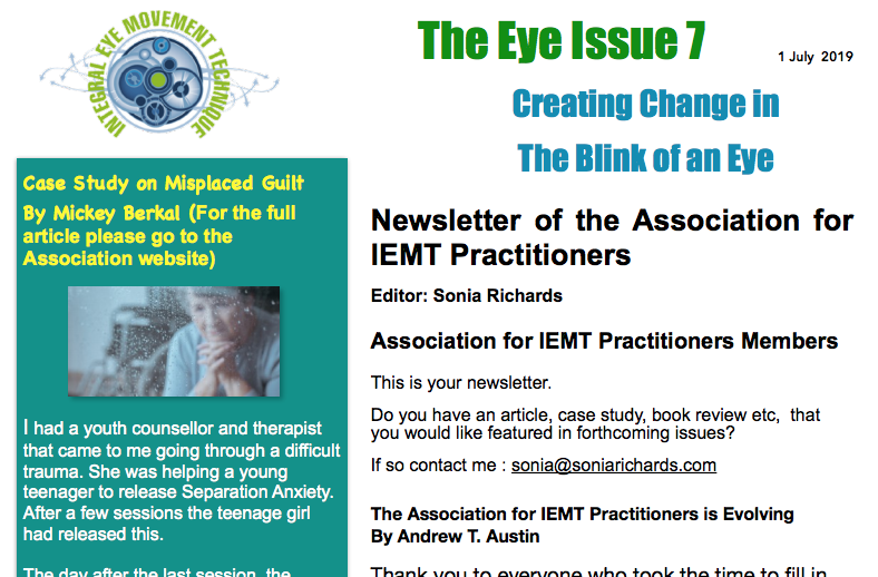 2019年7月1日発行のIEMTプラクティショナー向けニュースレター「The Eye」第7号の表紙。