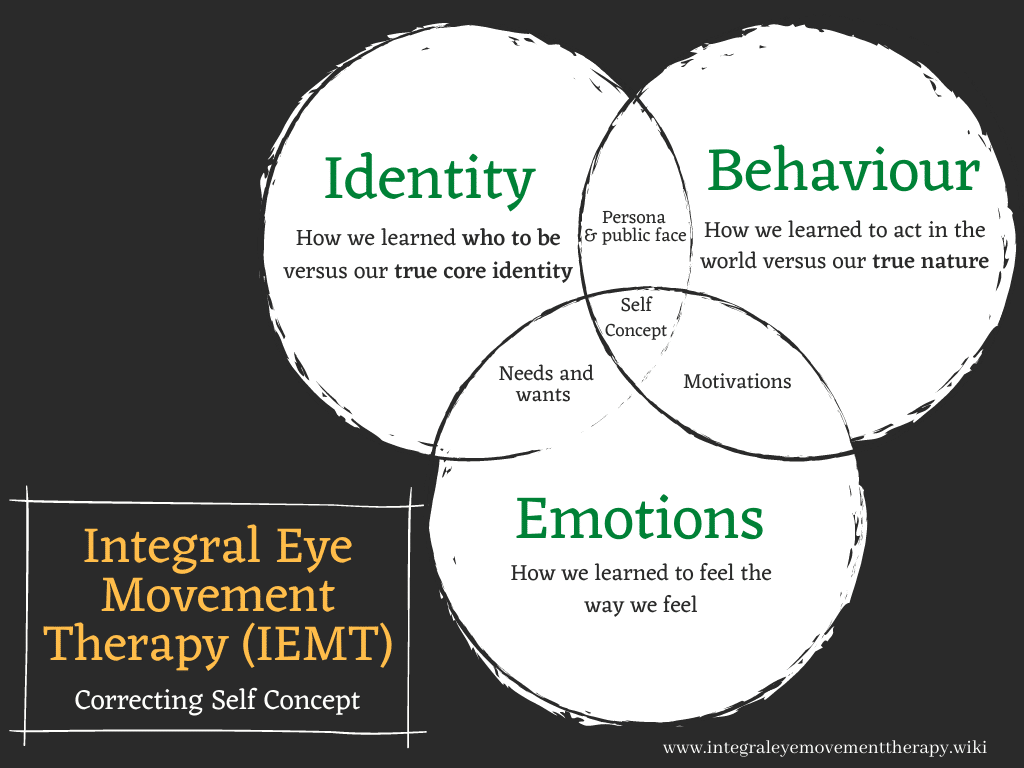 A Venn diagram showing three circles labelled Identity, Behaviour, and Emotions, with overlapping areas discussing self...