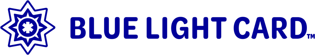 Blue Light Card logo featuring a stylised blue star shaped badge with a medical cross in the centre, symbolising support...